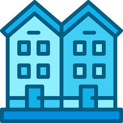 row house two tone icon