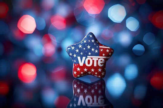 Patriotic Participation Stirring American Election Concept Featuring a Star in US Flag Colors Urging Citizens to Vote in the Presidential Election