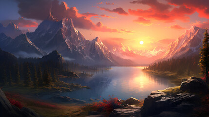 sunrise over the mountains 3d image,,
sunset over the mountains