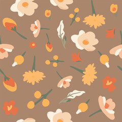 Vector isolated illustration of pattern with flowers. Pattern for clothes.