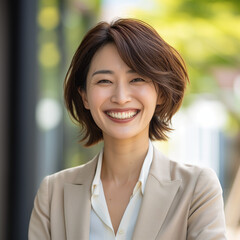 日本の笑顔の女性