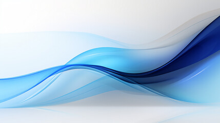 Fototapeta premium Abstract blue wave flowing smoothly on a white backdrop