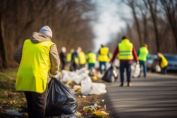 Volunteers collecting garbage