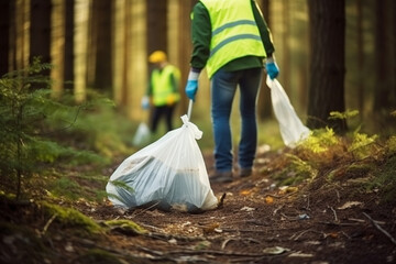 Volunteers collecting garbage