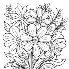 Luxury floral coloring book pages line art sketch