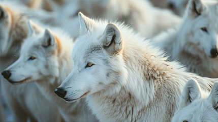 Obraz premium herd of arctic wolves focus