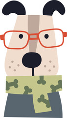 Dog In Scarf And Glasses