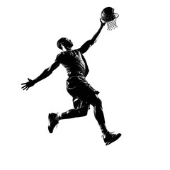 Fototapeta na wymiar silhouette of basketball players while dunking at the basket