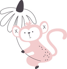 Monkey Holding Big Flower