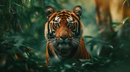 Tiger In Nature Captivate your audience with the breathtaking allure of ‘Tiger In Nature’, an exclusive Adobe Stock photograph that showcases the majestic beauty of one of nature’s most awe-inspiring