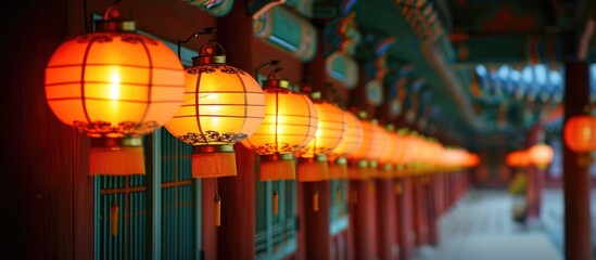 Traditional Korean lamps in a Buddhist monastery.