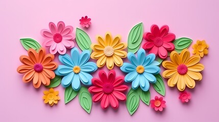 Plasticine style greeting card, International Women's Day. 8 march with flowers on color background