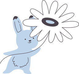 Rabbit Holding Big Flower