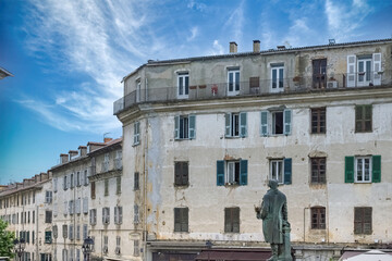 Corse, ancient houses in Corte, in the historic center
