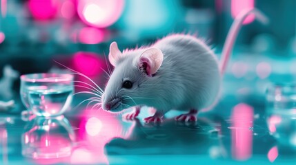Curious laboratory mouse among scientific equipment, capturing the essence of biomedical research and testing