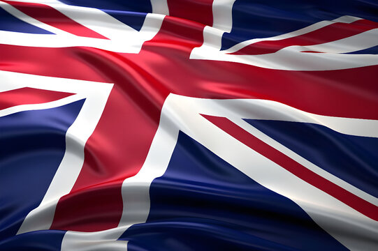 United Kingdom flag waving in the cloudy sky - Ai Generated