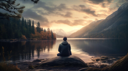 Beauty of Solitude: Person Enjoying Quiet Contemplation in Nature