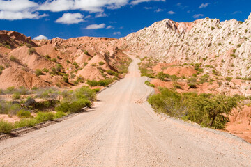Schotterstraße durch den Los Cardones Nationalpark, Argentinien, Südamerika