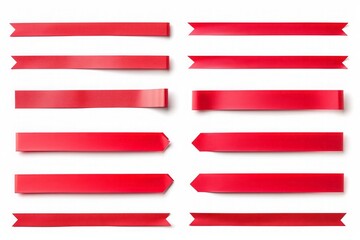 Set of red horizontal paper stripes isolated on a white background