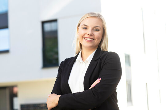 Business Woman With Long Blond Hair