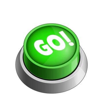 Go green button isolated on white background. Square Concept Video animation. High quality 4k footage