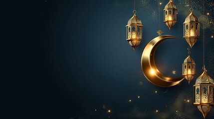 background islamic with eclipse moon black gold elegant