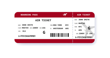 Boarding pass. Airline ticket design. Concept of travel and trip. Vector illustration - obrazy, fototapety, plakaty