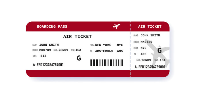 Boarding pass. Airline ticket design. Concept of travel and trip. Vector illustration