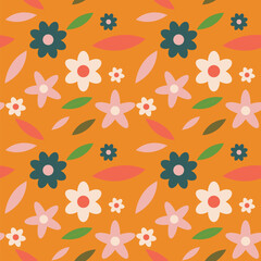 Seamless flower pattern element vector shape doodle floral abstract texture and fabric background illustration