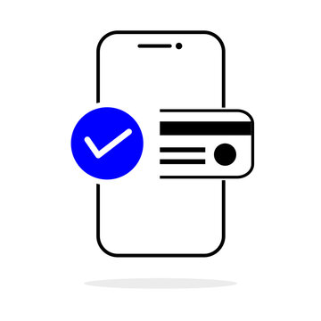 thin line easy contactless payment icon. concept of global marketing or e-commerce checkmark sign and paypass method without contact. flat trend modern outline logo graphic design isolated on white