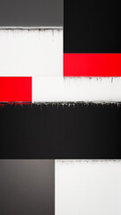 An abstraction with figures in black, red and white. Texture with white, red and black paint. Vertical image. Generated AI.