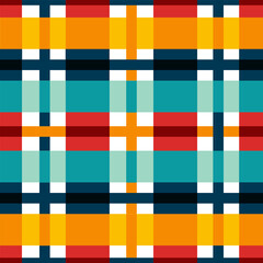 Geometric Colorful Square Grid line Seamless Pattern.  Vector design gingham style for fabric, tile, embroidery, wrapping, wallpaper, and background 
