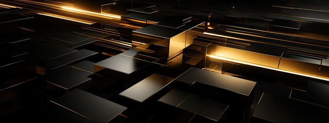 A modern twist on a classic color combination - a sleek black and gold background with a futuristic, metallic sheen