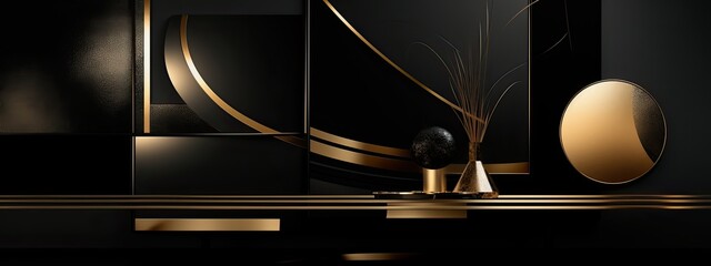 A modern twist on a classic color combination - a sleek black and gold background with a futuristic, metallic sheen