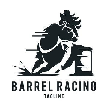 barrel racing horse logo vector isolated on a white background