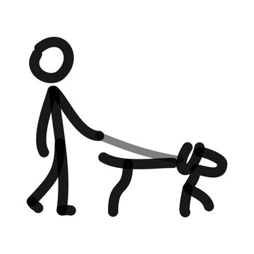 dog walking stick figure