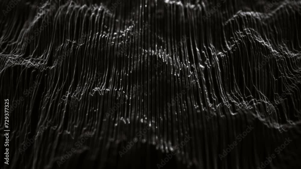 Poster minimal design waving mesh lines background/ 4k motion graphics of an abstract fractal organic mesh 