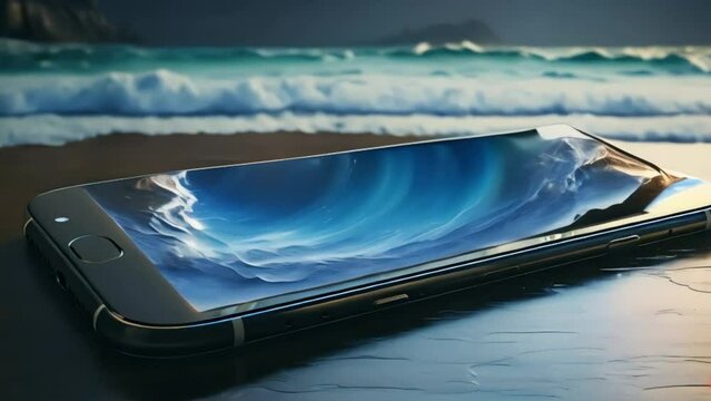 An innovative smartphone with a 10D screen function that reproduces a three-dimensional image. Generative AI