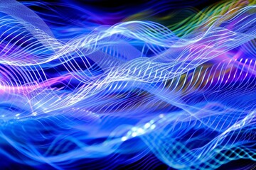 abstract effect featuring colorful blurred lines and blue and blue light, in the style of rollerwave