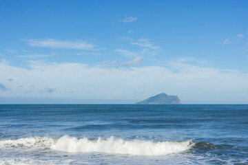 Sunny day with Guishan Island in Yilan of Taiwan