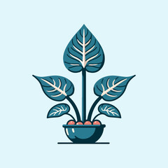 flat design of alocasia leaf houseplant vector illustration