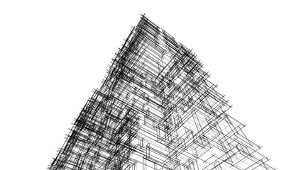 architecture design 3d vector drawing