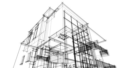 architecture design 3d vector drawing