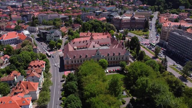 Aerial view of Brasov Town Hall, drona Primaria Brasov