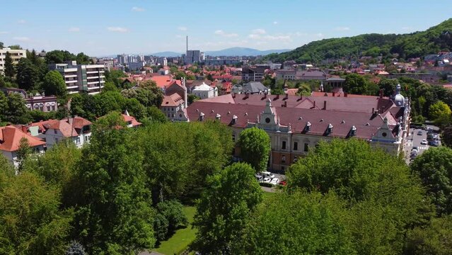Aerial view of Brasov Town Hall, drona Primaria Brasov