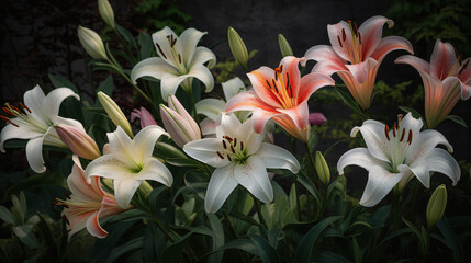 lilies in a spring garden setting