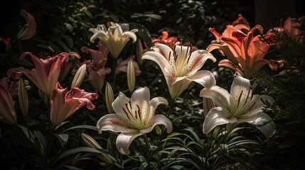 lilies in a spring garden setting