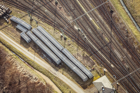 aerial view of railway tracks
