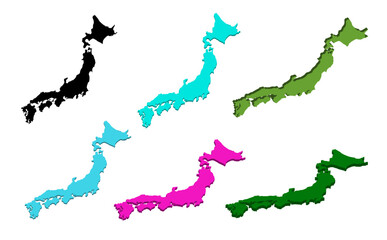 立体日本地図_素材セット