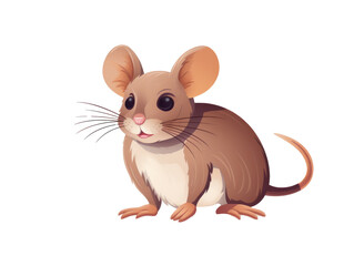 Beige mouse, isolated cartoon illustration on a white background